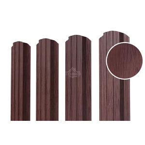 Евроштакетник П-образный фигурный 0.5 Printech двусторонний Темное дерево